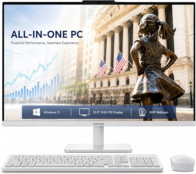 Lenovo 24" All-in-One Desktop Computer, Intel N100 Processor, 16GB RAM, 1TB SSD, FHD Display, Space-Saving Design for Home, Office &Business, Wi-Fi 6, HDMI Out, Windows 11, Wireless Keyboard & Mouse