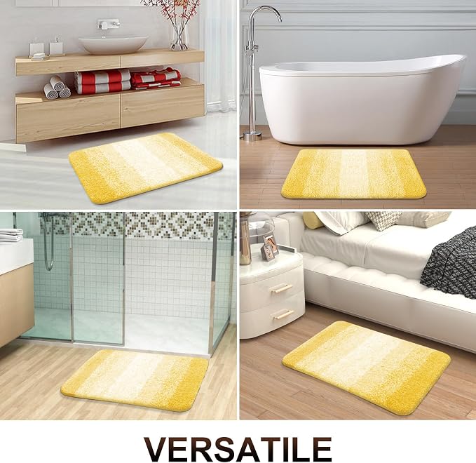 OLANLY Bathroom Runner Rugs Mat 59x24, Extra Soft Absorbent Microfiber Bath Rugs, Rubber Backing, Quick Dry, Washable Long Bath Mats for Bathroom Floor, Tub and Shower, Home Decor Accessories, Yellow