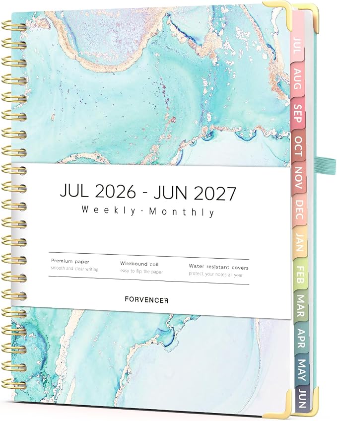Forvencer Planner 2026-2027, July 2026 - June 2027,8.5x11" Calendar Planner | Weekly and Monthly, Hardcover Planning book with Monthly Tabs, Cute Journal Organizer Notebook for Office School, A4 Size