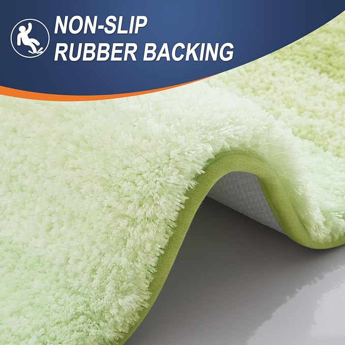 OLANLY Bathroom Rug Mat 30x20, Extra Soft and Absorbent Microfiber Bath Rugs, Non-Slip Plush Shaggy Bath Carpet, Machine Wash Dry, Bath Mats for Bathroom Floor, Tub and Shower, Light Green