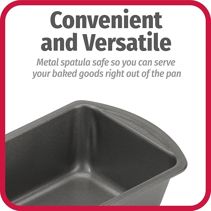 GoodCook Nonstick Loaf Pan Heavy-Duty Steel Bakeware with Easy-Clean Non-Stick Coating, Oven & Dishwasher Safe Pan for Meatloaf Breads Cakes Brownies Lasagnas Casseroles & More, 8 x 4-Inch, Gray