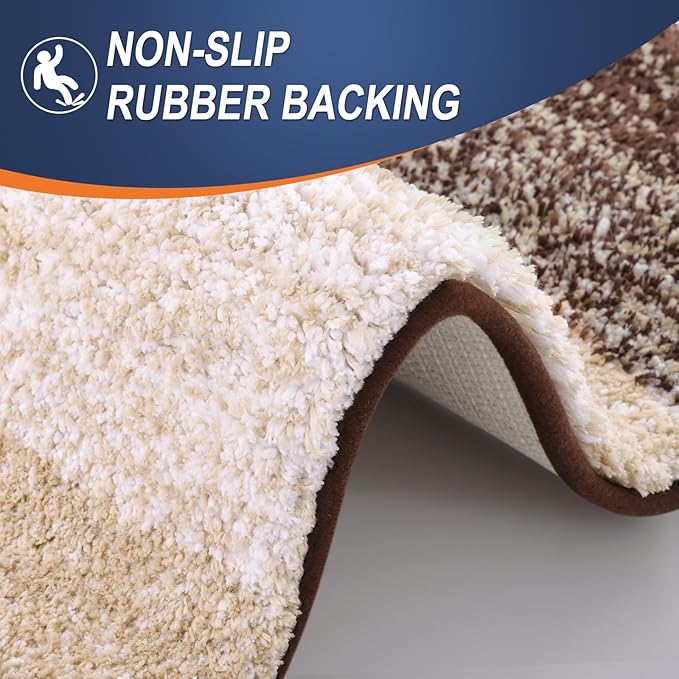 OLANLY Bathroom Rug Mat 30x20, Extra Soft and Absorbent Microfiber Bath Rugs, Non-Slip Plush Shaggy Bath Carpet, Machine Wash Dry, Bath Mats for Bathroom Floor, Tub and Shower, Brown