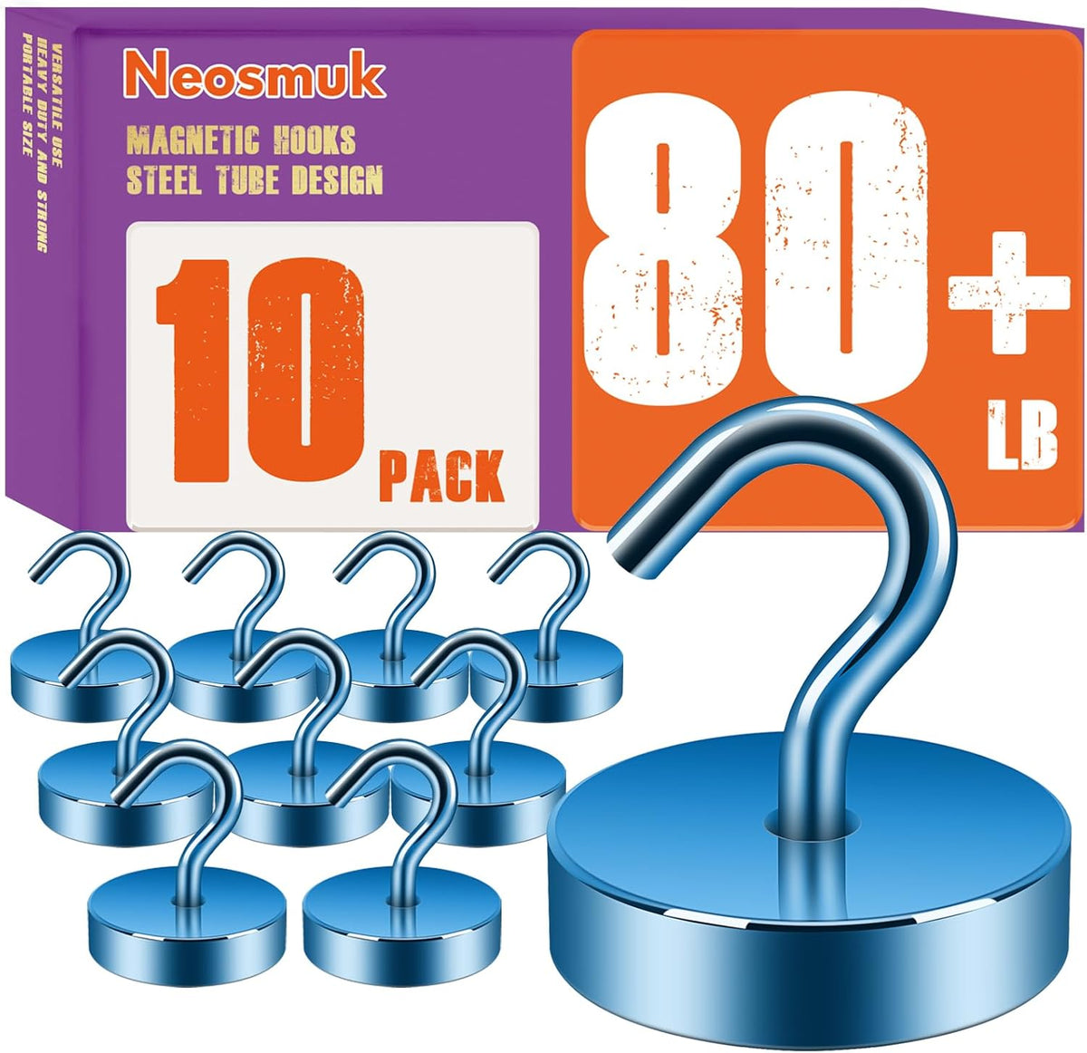 Neosmuk Magnetic Hooks, Cruise Ship Essentials, 80lb+ Heavy Duty Magnetic Hooks for Cruise Cabins, Refrigerator, Grill, Hanging, and Travel | Extra Strong Must-Haves Magnet Hook,RoyalBlue