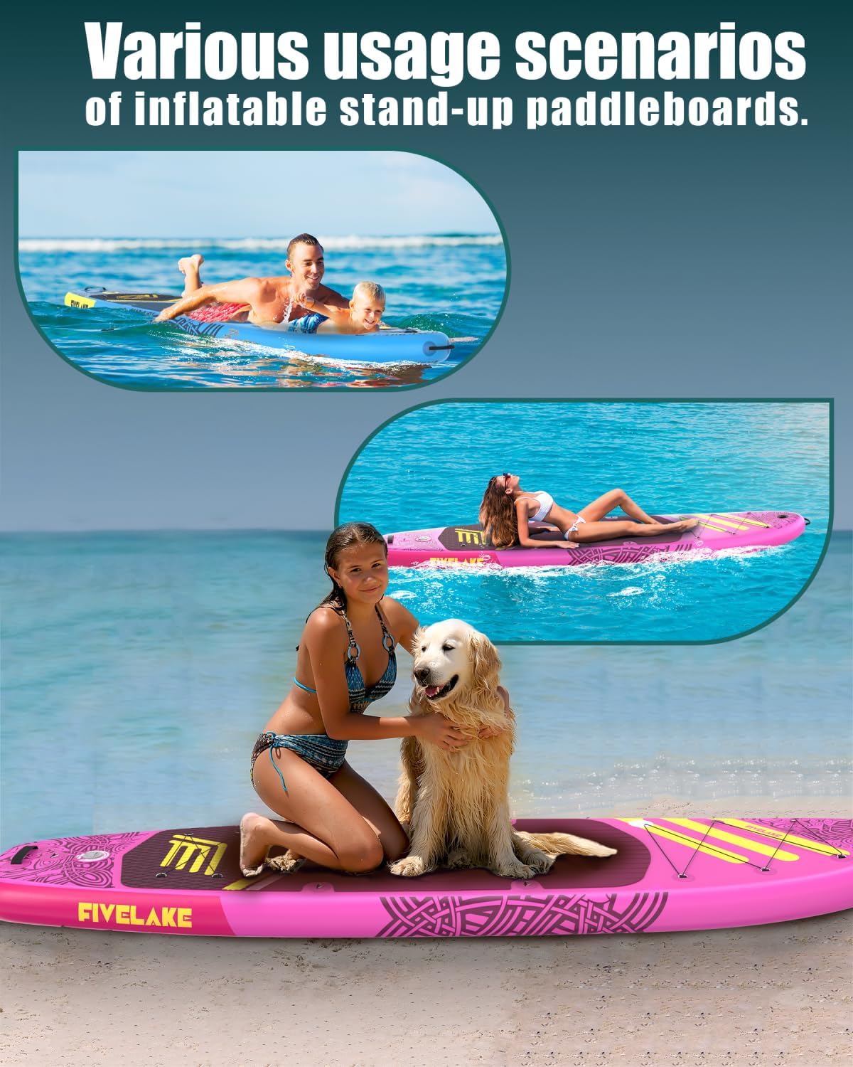 Inflatable Paddle Board 11' x 35'' Wide Stable Design,Stand Up Paddleboard with Sup Accessories Backpack,Pump,Ankle Leash,Adjustable Paddle,Non-Slip Comfort Deck for Adult Youth