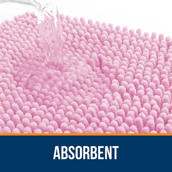 OLANLY Large Bathroom Rugs 59x35, Extra Soft Absorbent Chenille Bath Rugs, Rubber Backing Quick Dry, Machine Washable Bath Mats for Bathroom Floor, Tub and Shower, Home Decor Accessories, Pink