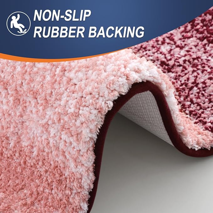 OLANLY Small Bathroom Rugs Mat 24x16, Extra Soft Absorbent Microfiber Bath Rugs, Rubber Backing, Quick Dry, Machine Washable Bath Mats for Bathroom Floor, Tub and Shower, Home Decor Accessories, Red