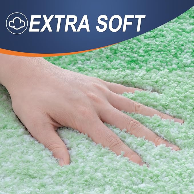 OLANLY Large Bathroom Rugs Mat 54x24, Extra Soft Absorbent Microfiber Bath Rugs, Rubber Backing, Quick Dry, Machine Washable Bath Mats for Bathroom Floor, Tub and Shower, Home Decor Accessories, Green
