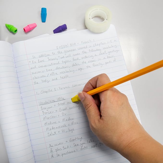 BAZIC Products Neon Pencil-Top Eraser Caps, Latex-Free, PVC-Free, 12-Box