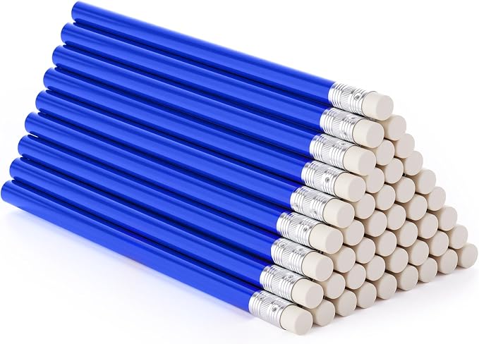 Fainne 48 Pcs Jumbo Pencil, Wooden Pencil with Black Core for Carpenters Construction Workers Woodworkers Framers Beginners Students Teachers DIY Project (Blue,Round)