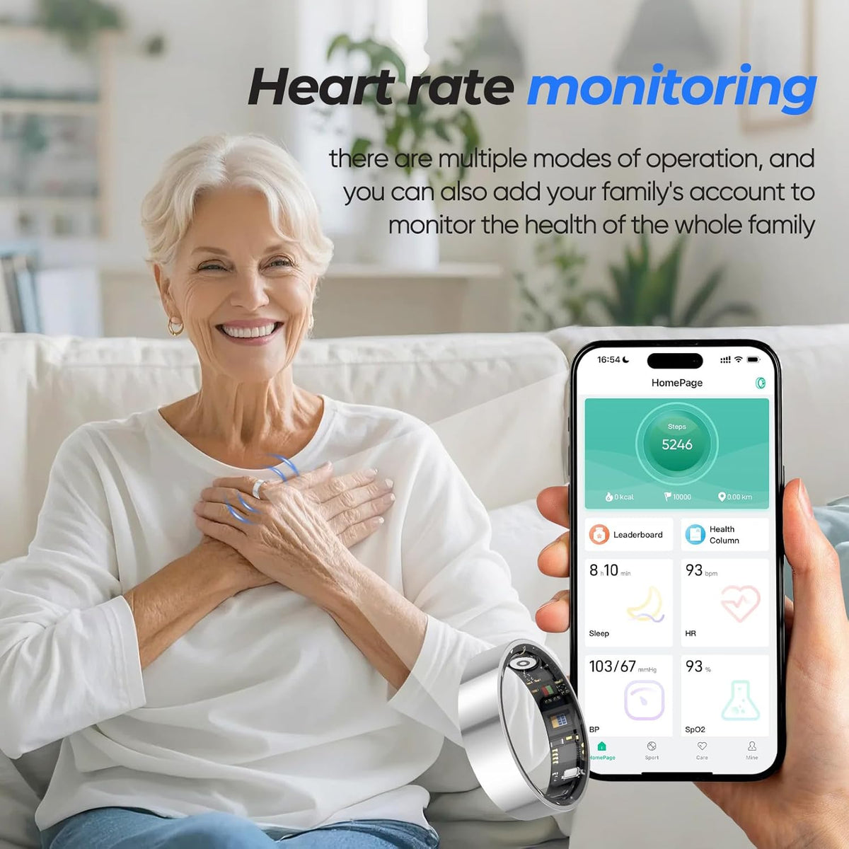 Smart Ring with Sleep Apnea Monitoring, No APP Subscription, 10-Day Battery Life, Stress/Heart Rate/Women's Health Tracker, Android & iOS Compatible (Rose Gold, 12)