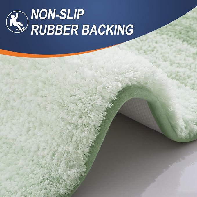 OLANLY Bathroom Runner Rugs Mat 59x20, Extra Soft Absorbent Microfiber Bath Rugs, Rubber Backing, Quick Dry, Washable Long Bath Mats for Bathroom, Tub and Shower, Home Decor Accessories, Sage Green
