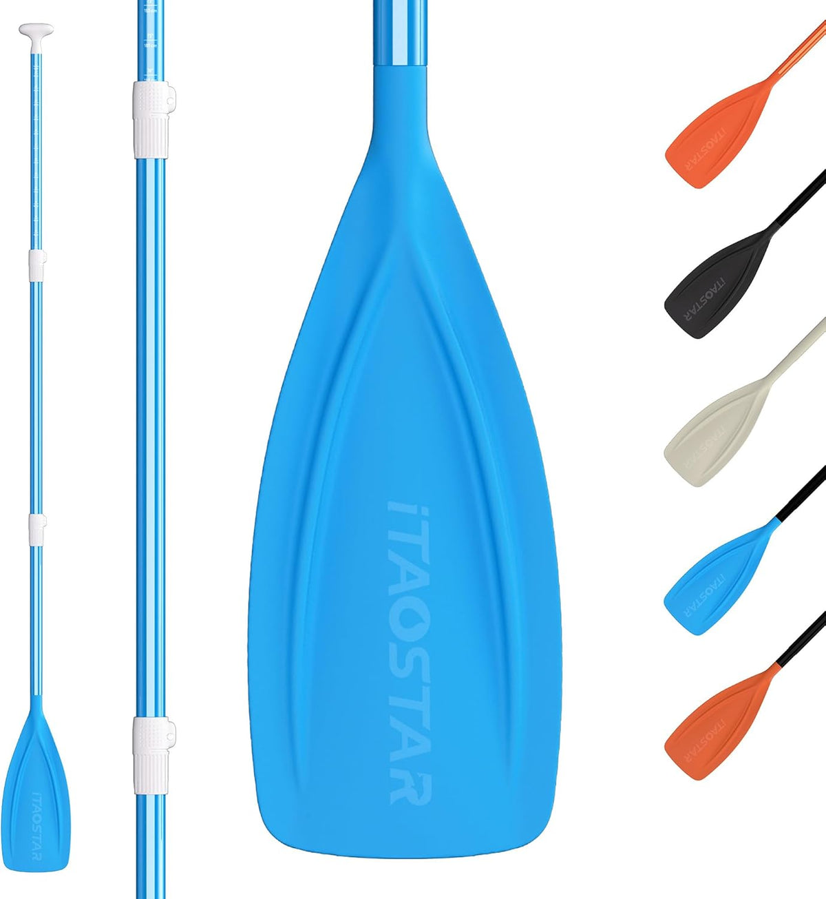 Paddle Board Paddle Detachable, Stand Up Paddle for Adults with Double Locks, Kayak Paddle Adjustable with Glass Fiber Blade, Floating Paddle Board Oar with Lightweight