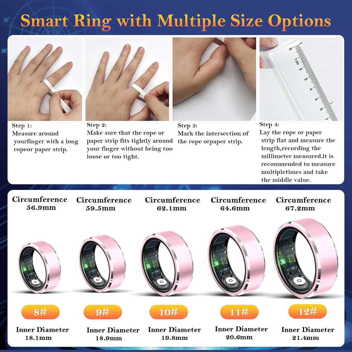 Smart Ring for Women Men-Wearable Fitness Tracker with Sleep Tracking Heart Rate Healthy Monitor Ring Activity Monitoring Steps Calories