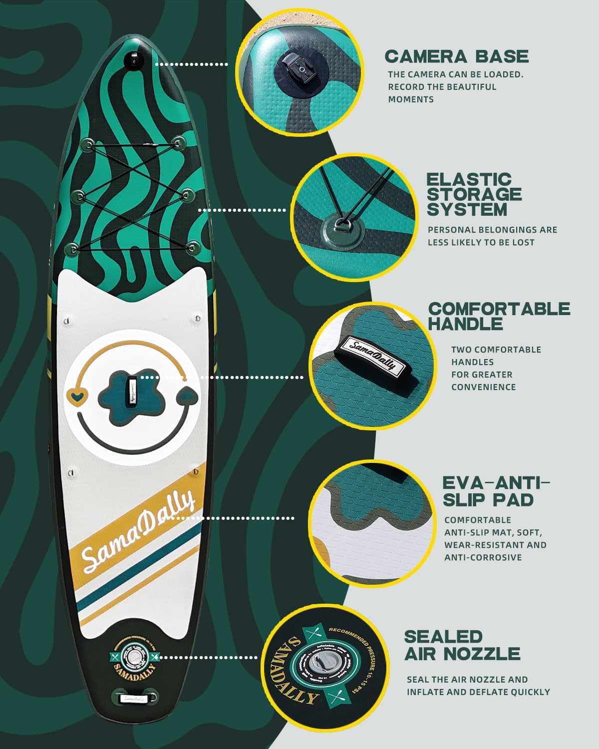 11'Stand Up Paddle Boards Surf Control with Premium SUP Board Accessories Backpack & Removable Fins, 34" Wide Inflatable Paddle Boards of All Skill Levels
