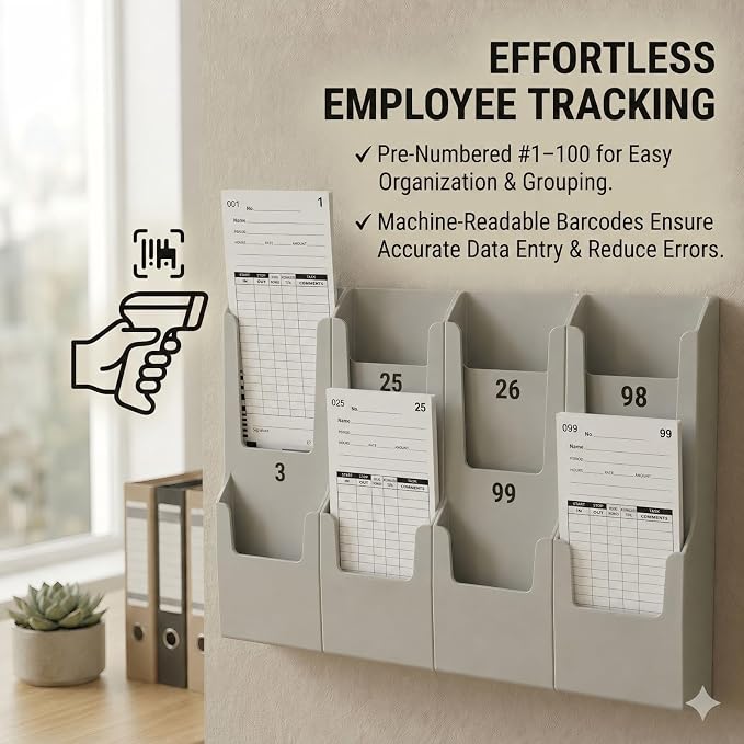 1000 Time Cards Compatible with Lathem 7000E and 7500E Time Clocks