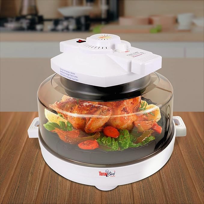 Total Chef Countertop Infrared Oven with Convection Air Circulation Time and Temperature Control 1300W Roast Steam Bake Broil Air Fry and More For Cottage Dorm Room RV Apartment Home White