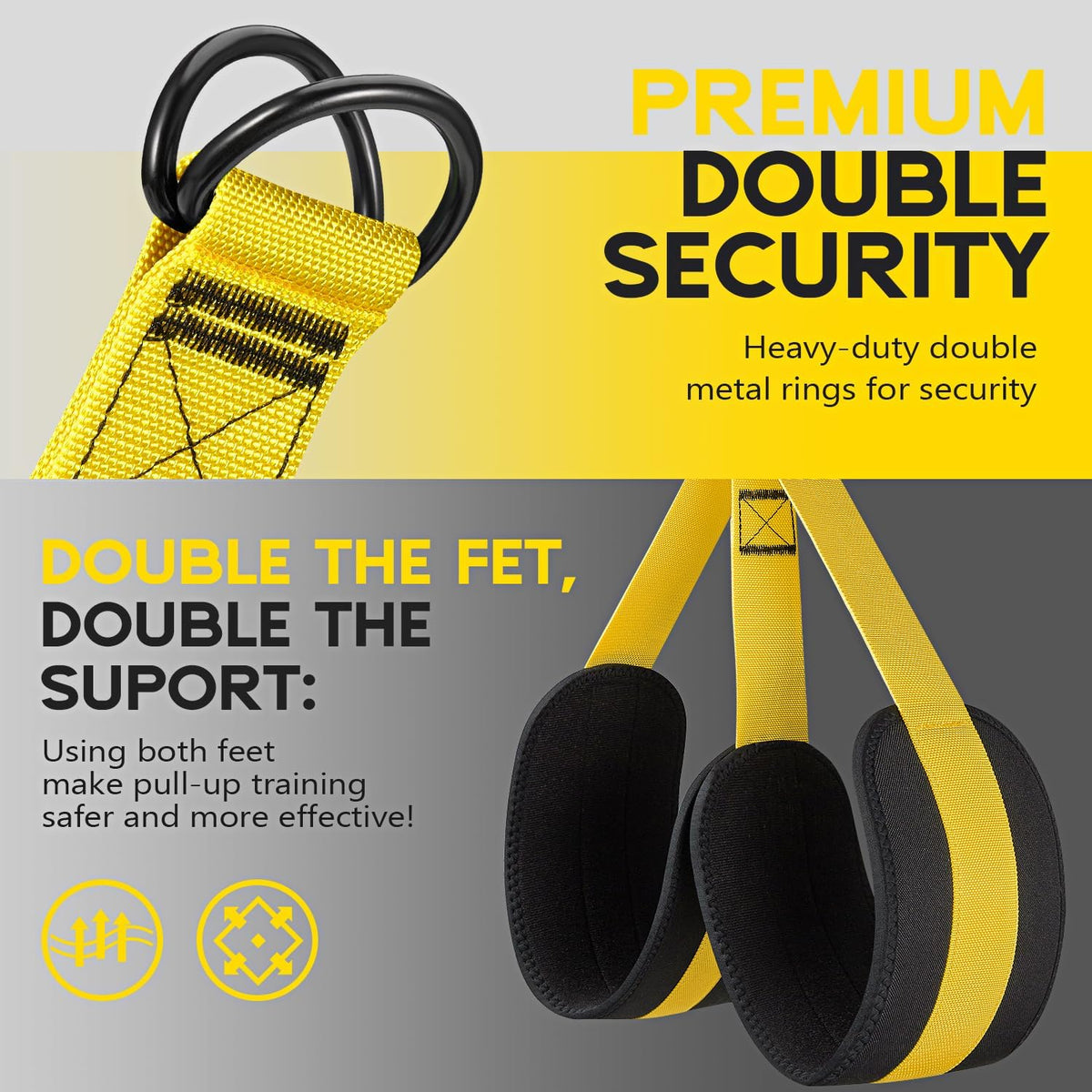 Pull Up Assistance Bands, Adjustable Heavy Duty Resistance Band for Pull Up, 3 Pull Up Bands, Comfortable Fabric Feet/Knee Rest, Assistance Bands for Pull-Up, Home Fitness, Body Stretching