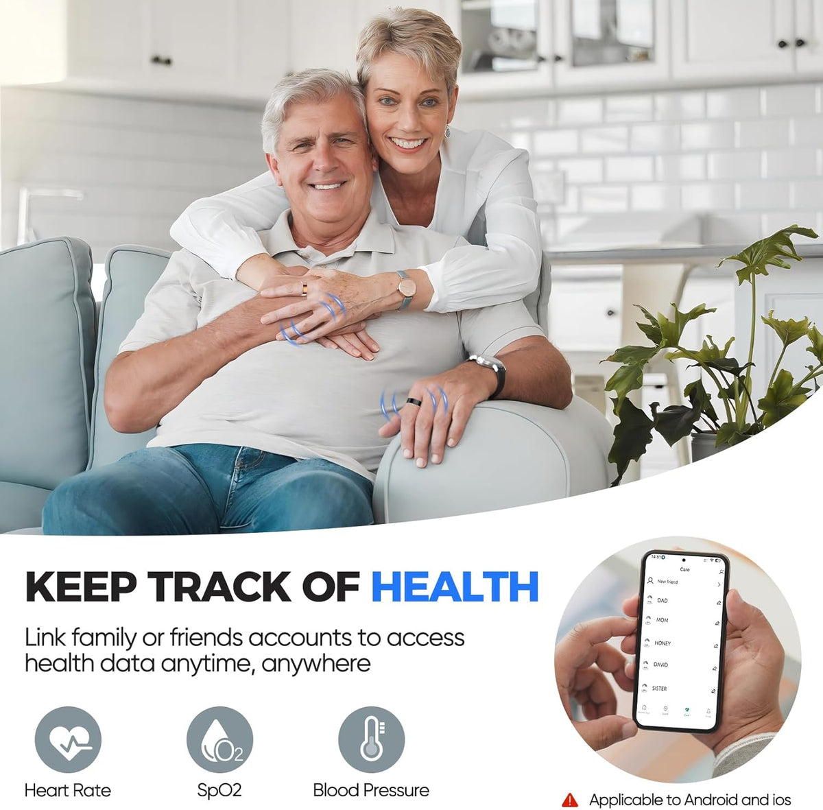 Smart Ring with Sleep Monitoring, No APP Subscription, 10-Day Battery Life, Stress/Heart Rate/Women's Health Tracker, Android & iOS Compatible (Silver, 10)