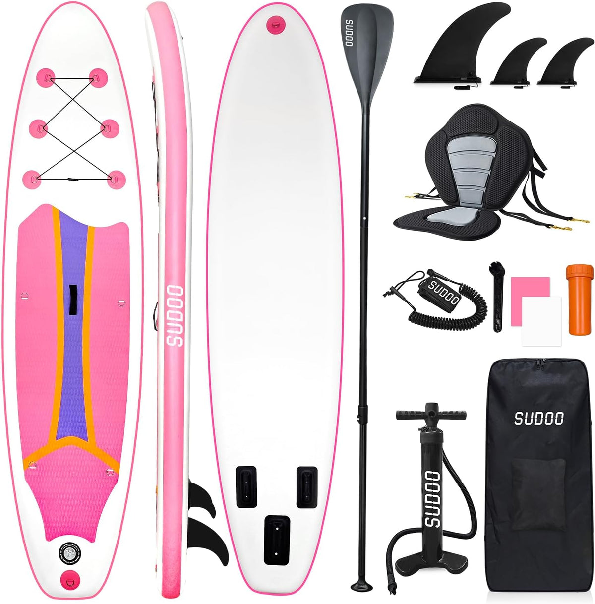Inflatable Stand Up Paddle Board 10‘x30‘‘- Ultra-Light SUP with Backpack, Pump, Paddle, Coil Leash, 3 Fins, Repair Kit, Stable Design, Non-Slip EVA Deck for Adults & Youth