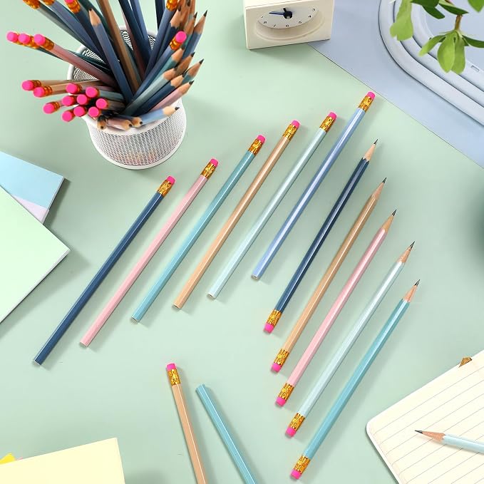 TecUnite 120 Pcs #2 HB Pencils with Eraser,Morandi Colors