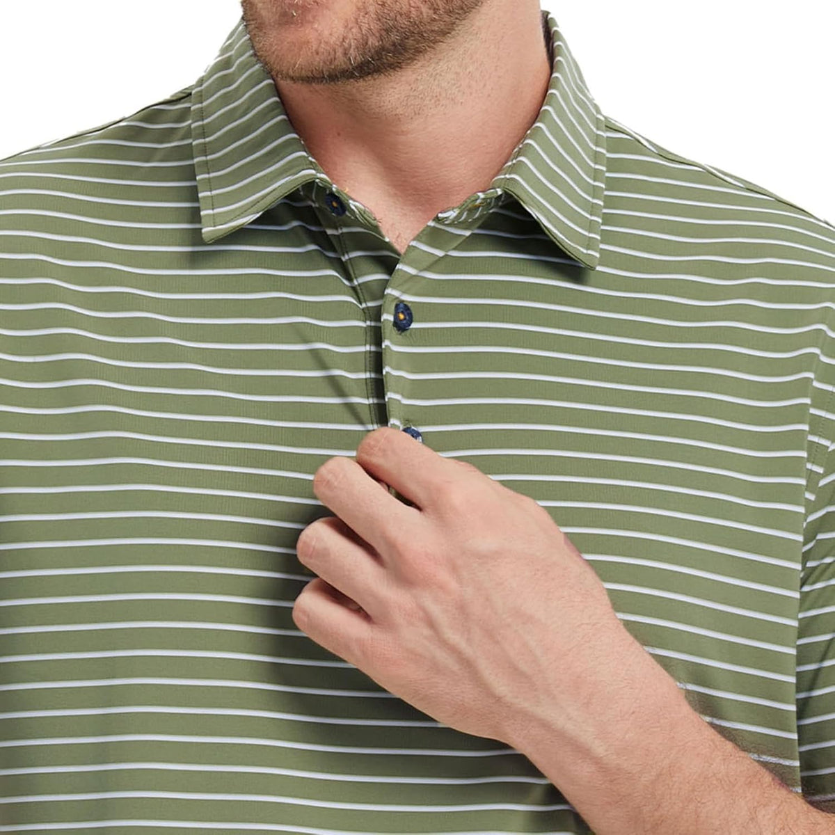 M MAELREG Golf Shirts for Men Moisture Wicking Striped Polo Performance Dry Fit Business Sports Mens Polo Shirts Short Sleeve
