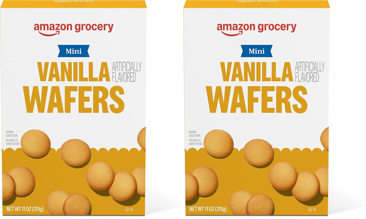 Amazon Brand - Happy Belly Mini Vanilla Wafers, 11 ounce (Pack of 2)