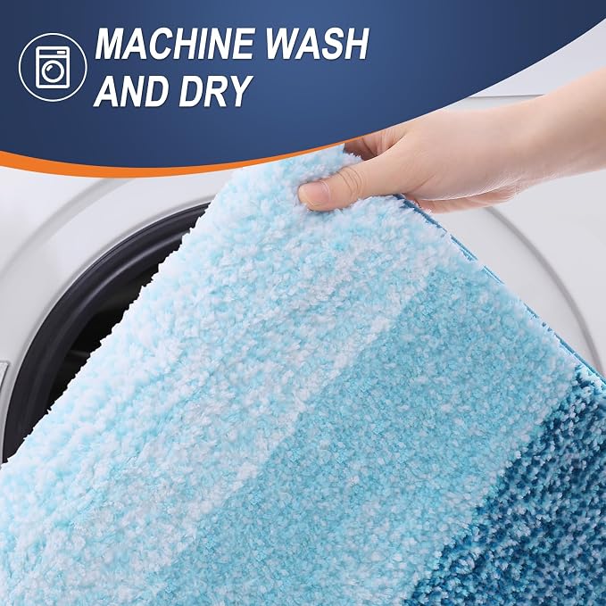 OLANLY Large Bathroom Rugs Mat 40x24, Extra Soft Absorbent Microfiber Bath Rugs, Rubber Backing, Quick Dry, Washable Bath Mats for Bathroom Floor, Tub and Shower, Home Decor Accessories, Peacock Blue