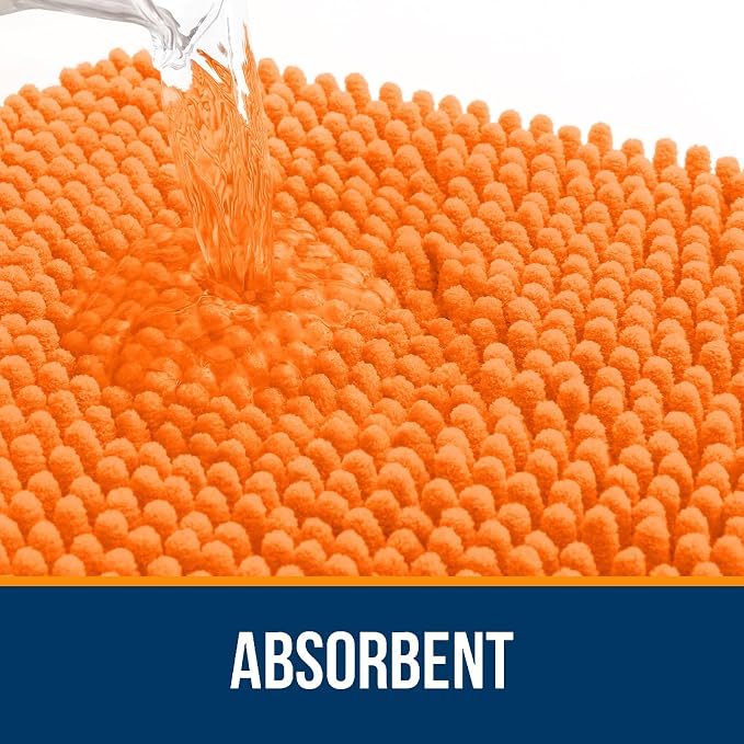 OLANLY Large Bathroom Rugs 50x30, Extra Soft Absorbent Chenille Bath Rugs, Rubber Backing Quick Dry, Machine Washable Bath Mats for Bathroom Floor, Tub and Shower, Home Decor Accessories, Orange