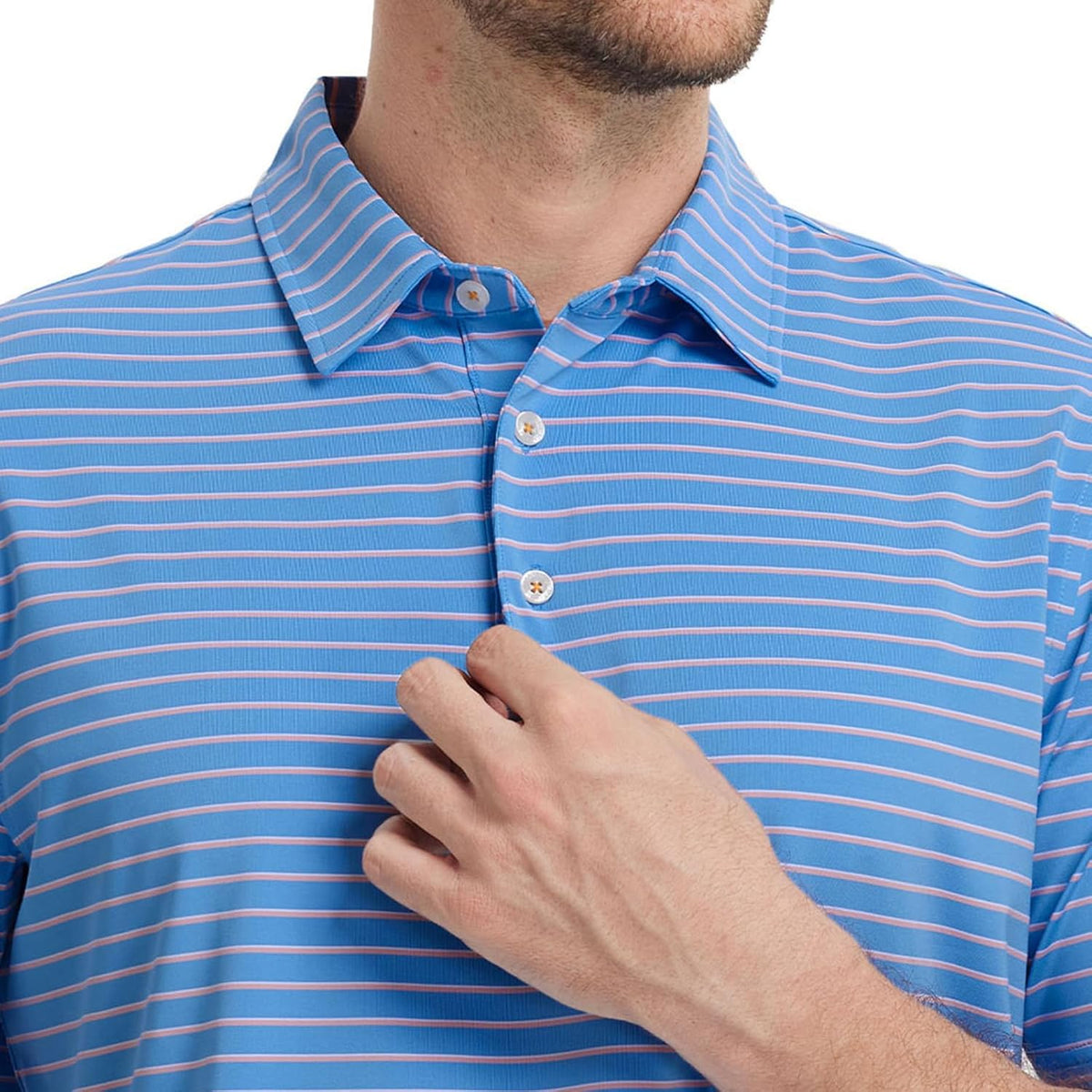 M MAELREG Golf Shirts for Men Moisture Wicking Striped Polo Performance Dry Fit Business Sports Mens Polo Shirts Short Sleeve