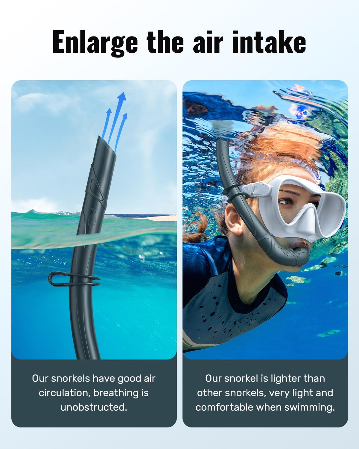 W WSTOO Adults Diving Snorkel Breathing Tube Silicone Flexible Foldable Snorkel Anti-Drop for Freediving Swim Training,Diving and Scuba Diving,Easy to Carry for Travel
