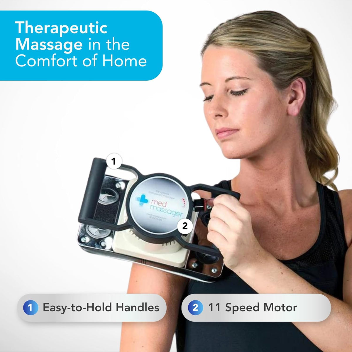 MedMassager Body Massager Plus | Deep Tissue Massage Therapy Unit, Dual Speed, Portable Relaxation & Relief - Reduces Pain & Improves Circulation MMB05