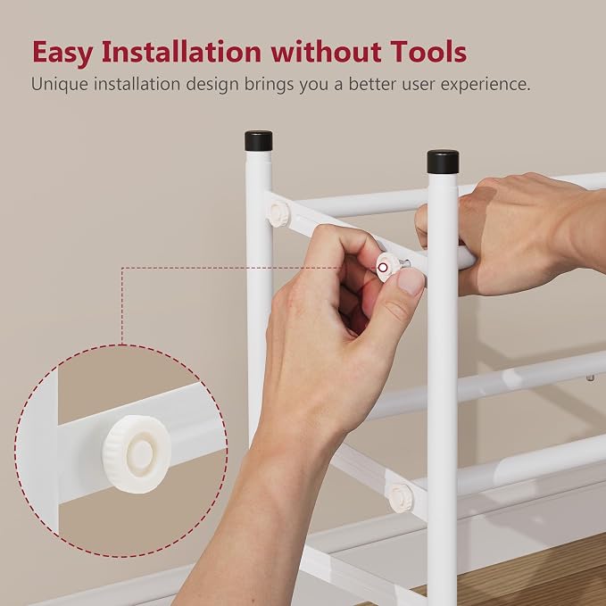 Tajsoon Expandable Shoe Rack for Closet 2 Tier, 28“-41“ Adjustable & Stackable Shoe Shelf Storage, Metal Shoe Rack Organizer for Front Door Entrance, Closet, Garage, Entryway, White