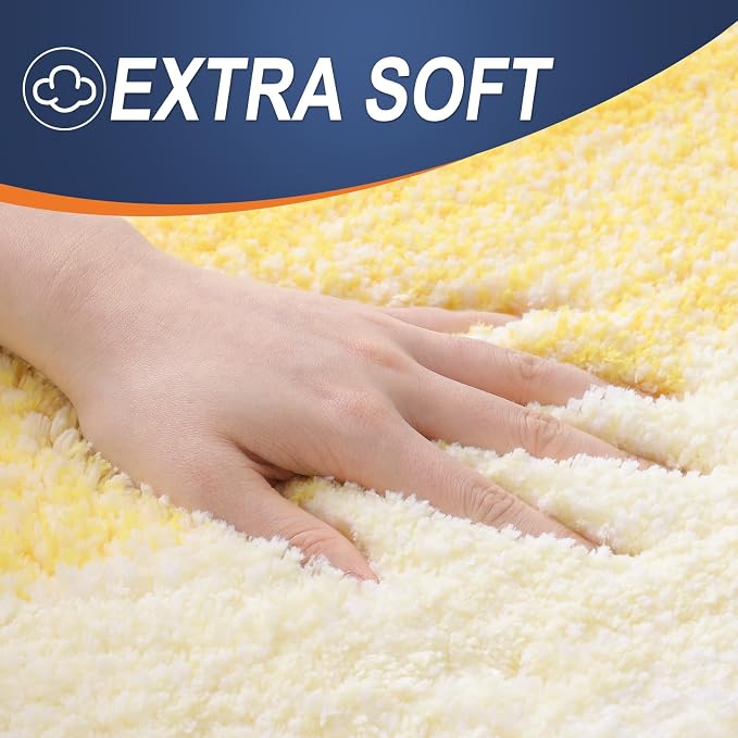 OLANLY Small Bathroom Rugs Mat 24x16, Extra Soft Absorbent Microfiber Bath Rugs, Rubber Backing, Quick Dry, Machine Washable Bath Mat for Bathroom Floor, Tub and Shower, Home Decor Accessories, Yellow