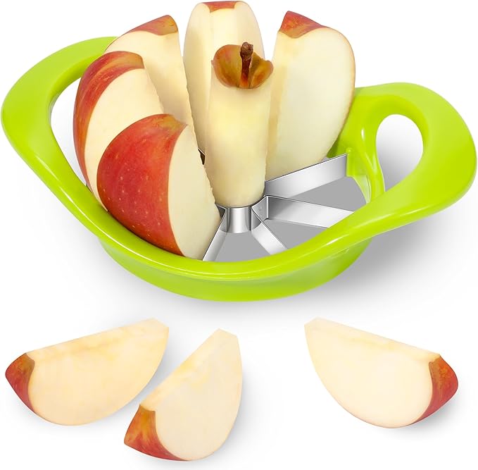 Rainspire Apple Cutter 8 Slices, 8 Blade Apple Slicer and Corer, Apple Corer Tool with Stainless Steel Blades, Super Sharp Fruit Cutter Fruit Slicer, Green