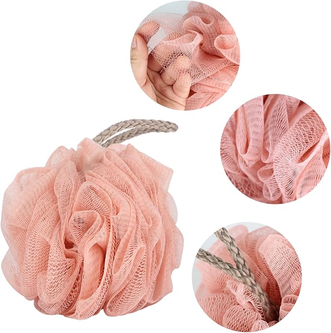 Fu Store Loofah Sponge 60g Shower Loofahs 4 Colors Bath Sponges Mesh Balls for Body Scrubber Exfoliator Wash Back Scrubber Bathroom Men Women - 4 Pack Scrubbers Cleaning Bathing Accessories