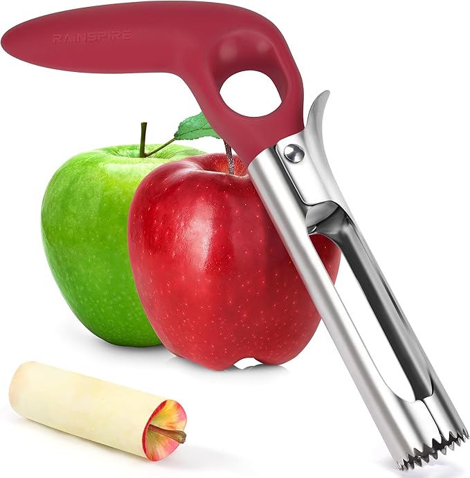 Rainspire Apple Corer Tool Kitchen Apple Core Remover Stainless Steel Comfortable Nonslip Handle, Dishwasher Safe, Red