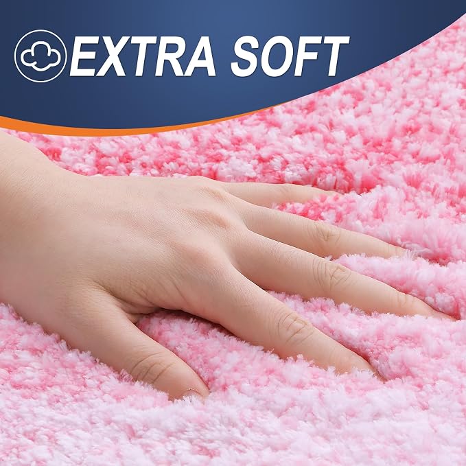 OLANLY Large Bathroom Rugs Mat 45x27, Extra Soft Absorbent Microfiber Bath Rugs, Rubber Backing, Quick Dry, Machine Washable Bath Mats for Bathroom Floor, Tub and Shower, Home Decor Accessories, Pink