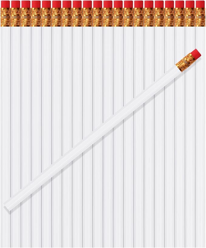 TecUnite 120 Pcs #2 HB Pencils with Eraser,White