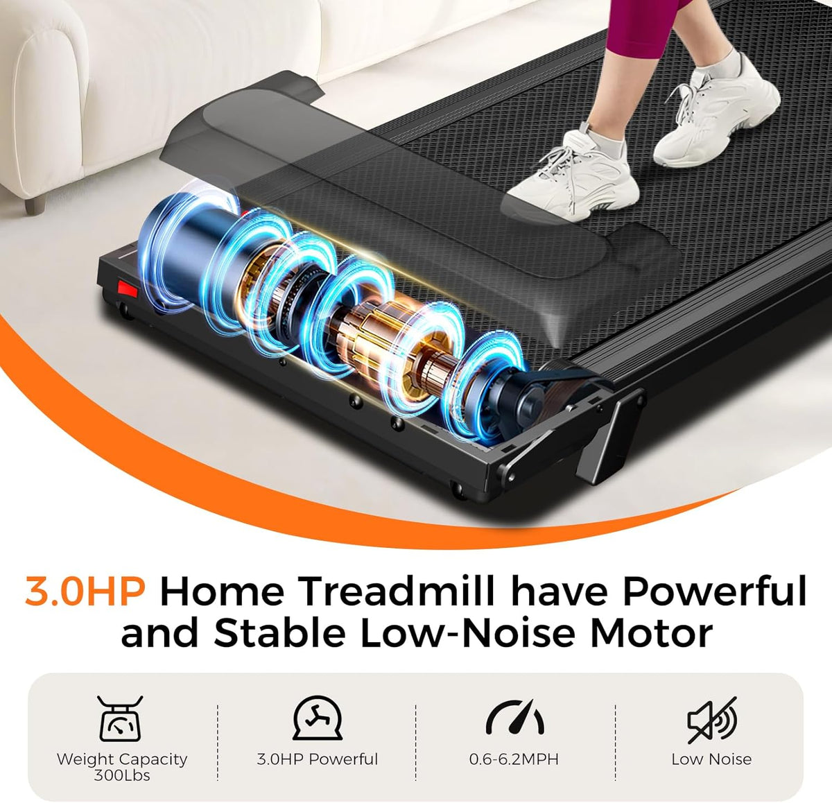 Treadmill with Incline, 3.0HP Small Treadmills for Home, Portable Electric Treadmill with Handles,Lightweight Walking Pad,Compact Running Treadmills,Walking Pad with Handle,LED Dispay,300LBS Capacity