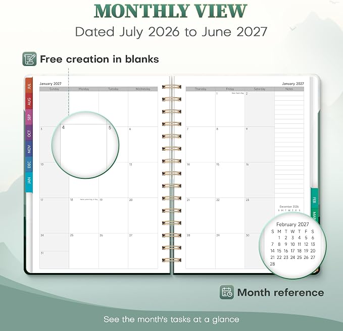 Planner 2026-2027 Weekly & Monthly Academic Planner, 6" x 8.3"