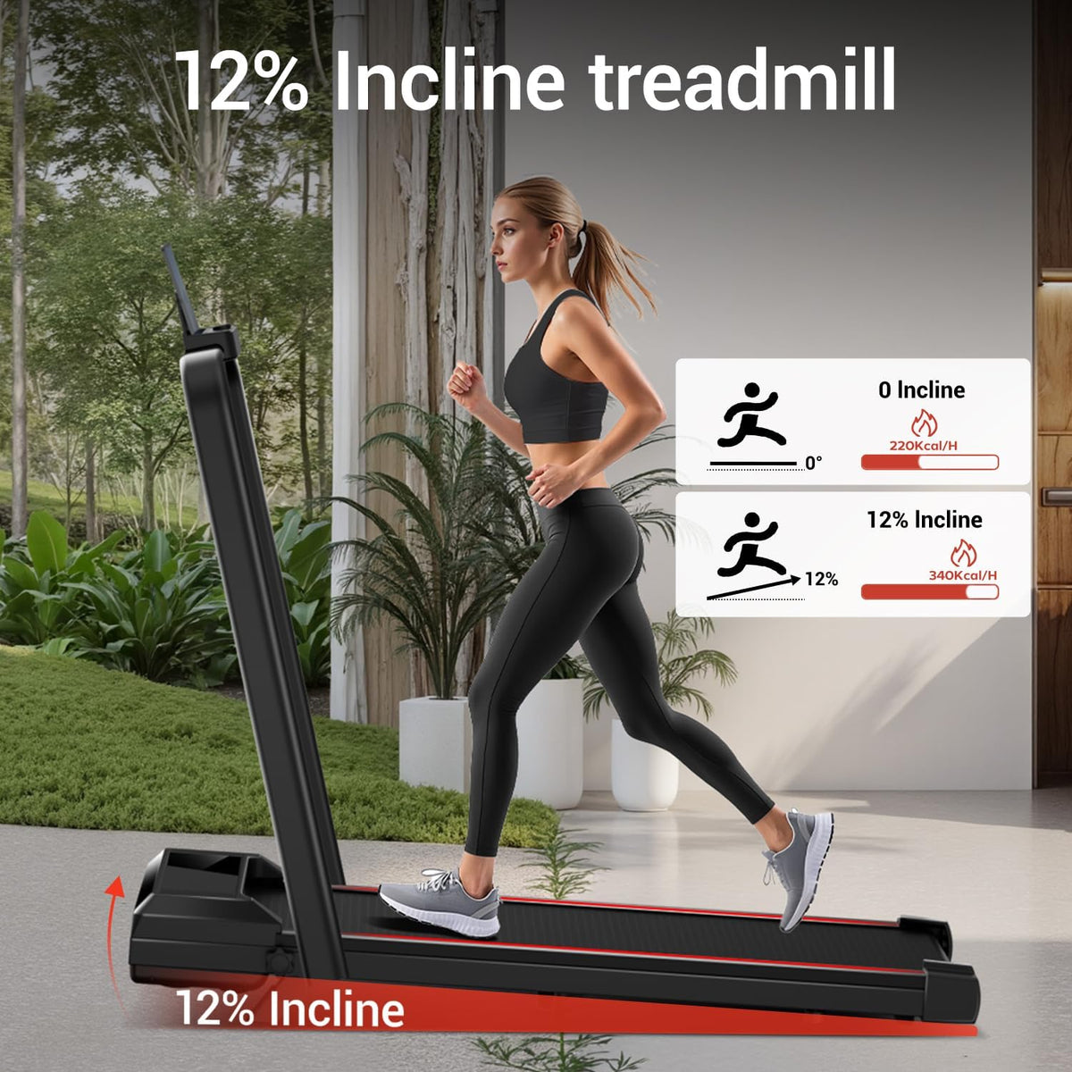 17% Incline Walking Pad Treadmills for Home and Office, 3-in-1 Folding Treadmill, Portable Under Desk Treadmill with 2.5 HP Quiet Brushless, 300 LBS Capacity