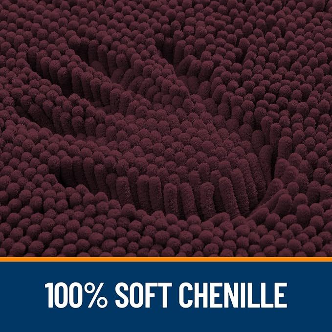 OLANLY Bathroom Runner Rugs 70x24, Soft Absorbent Chenille Bath Rugs, Rubber Backing Quick Dry, Machine Washable Long Bath Mats for Bathroom Floor, Tub and Shower, Home Decor Accessories, Black Cherry