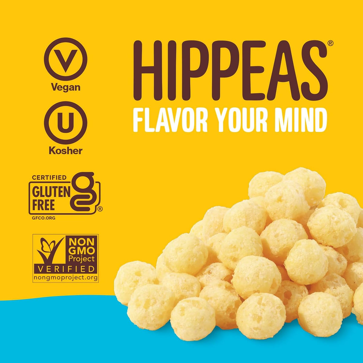 Hippeas Cheezy Cheddar Pops, 4 Ounce (Pack of 6), 3g Protein, 2g Fiber, Vegan, Gluten-Free, Crunchy, Plant Protein Snacks