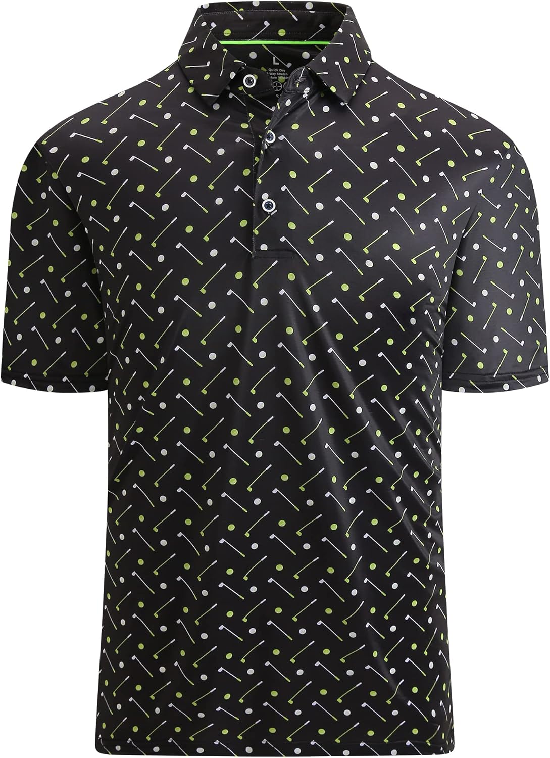 Esabel.C Golf Shirts for Men Dry Fit Performance Short Sleeve Print Moisture Wicking Collared Shirt
