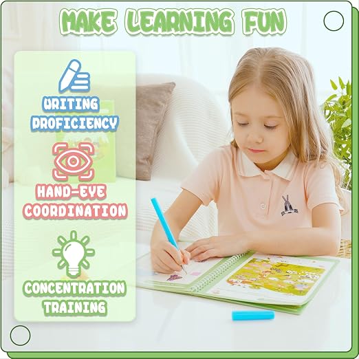 Reusable Grooved Handwriting Workbooks,Magic Copybook,Magic Writing Practice copy books, to help children improve their handwriting ink Practice Age 3-8 Calligraphy for kids(Character edition)