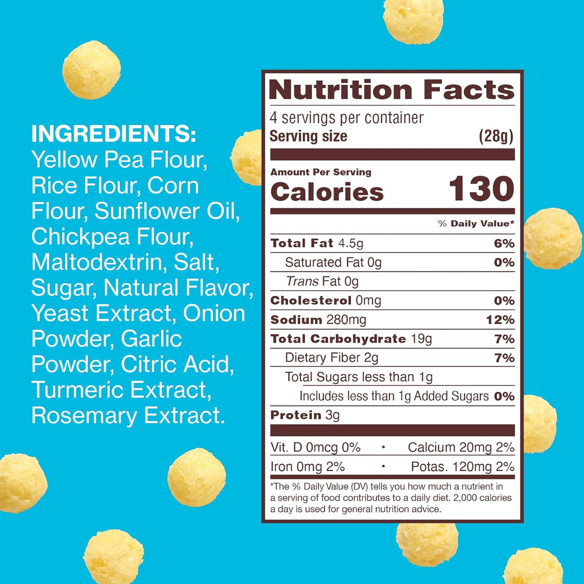 Hippeas Cheezy Cheddar Pops, 4 Ounce (Pack of 6), 3g Protein, 2g Fiber, Vegan, Gluten-Free, Crunchy, Plant Protein Snacks