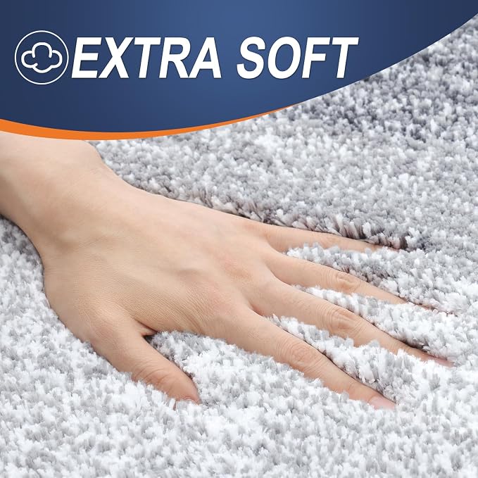 OLANLY Bathroom Rugs Mat 34x21, Extra Soft Absorbent Microfiber Bath Rugs, Rubber Backing, Quick Dry, Machine Washable Bath Mats for Bathroom Floor, Tub and Shower, Home Decor Accessories, Light Grey