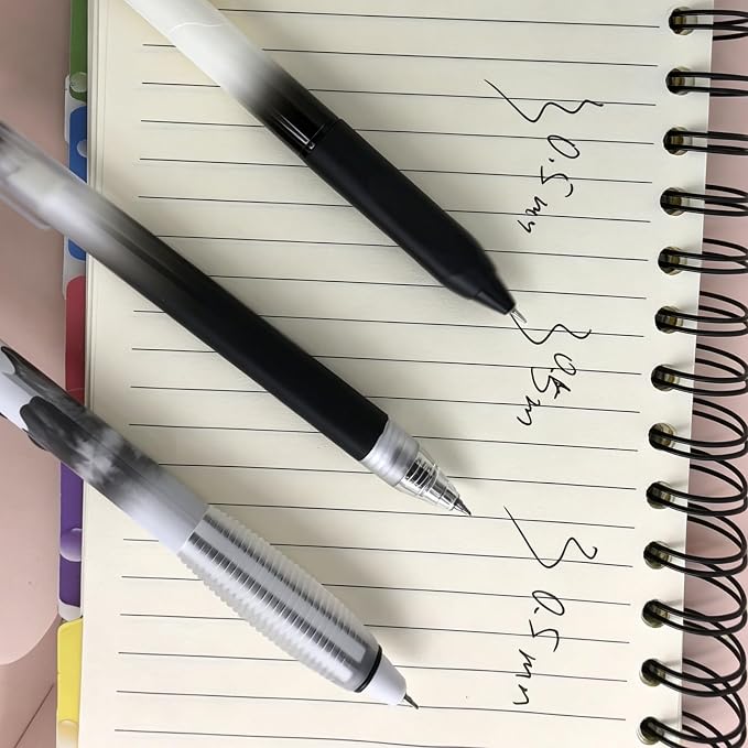 Fengtaiyuan Retractable Gel Pens, 0.5mm Black Ink ST Fine Point, Quick Dry No Smudge 3 Styles (Silent Click/Ergonomic Triangular Grip) for School Office Exam Note Taking, 18 Pack