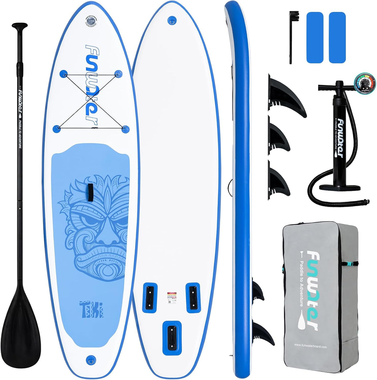 FunWater Inflatable Ultra-Light Stand Up Paddle Board for All Skill Levels with Premium SUP Paddleboard Accessories,Non-Slip Comfort Deck for Youth & Adults