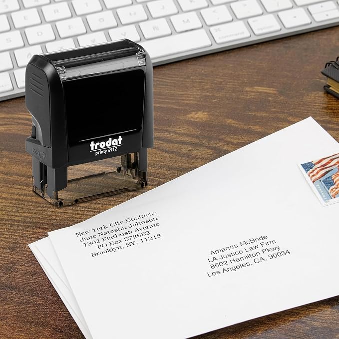 Trodat 4915 Return Address Stamp - Custom Text Stamp - Choose from 15 Ink Colors & Many Fonts